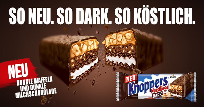 „So neu. So dark. So köstlich.“ – Knoppers launcht den NussRiegel DARK